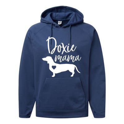 Doxie Mama Dachshund Mom Funny Wiener Dog Gift Meaningful Gift Performance Fleece Hoodie