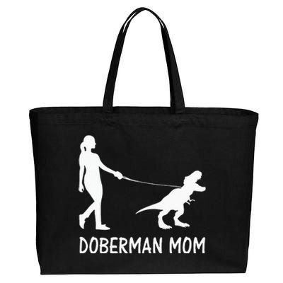 Doberman Mom Dobe Dobie Doberman Pinscher Dog Dinosaur Women Cotton Canvas Jumbo Tote