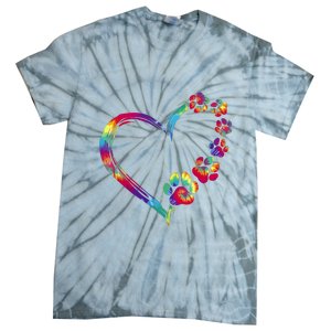 Dog Mom Dad Puppy Love Dogs Paw Print Heart Tie Dye Funny Tie-Dye T-Shirt