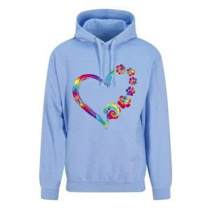 Dog Mom Dad Puppy Love Dogs Paw Print Heart Tie Dye Funny Unisex Surf Hoodie