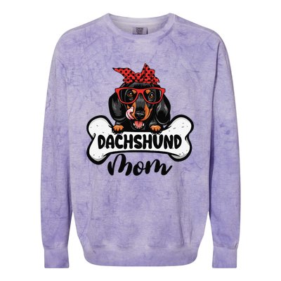 Dachshund Mom Dog Bone Mothers Day Dog Mama Colorblast Crewneck Sweatshirt