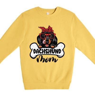 Dachshund Mom Dog Bone Mothers Day Dog Mama Premium Crewneck Sweatshirt