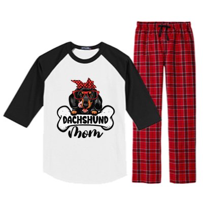 Dachshund Mom Dog Bone Mothers Day Dog Mama Raglan Sleeve Pajama Set