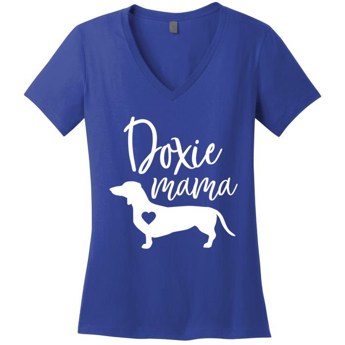 Doxie Mama Dachshund Mama Funny Dog Mom Wiener Dog Doxie Mom Cute Gift Women's V-Neck T-Shirt