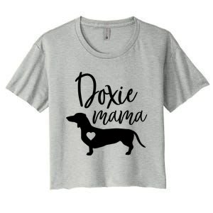 Doxie Mama Dachshund Mama Funny Dog Mom Wiener Dog Doxie Mom Cute Gift Women's Crop Top Tee