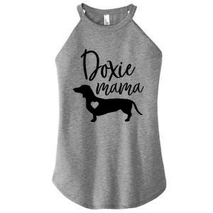 Doxie Mama Dachshund Mama Funny Dog Mom Wiener Dog Doxie Mom Cute Gift Women's Perfect Tri Rocker Tank