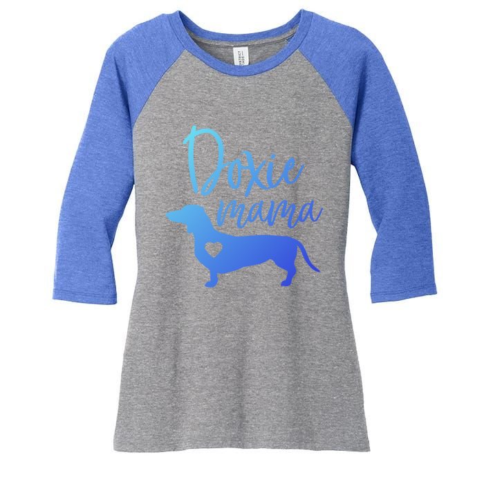 Doxie Mama Dachshund Mama Funny Dog Mom Wiener Dog Doxie Mom Cute Gift Women's Tri-Blend 3/4-Sleeve Raglan Shirt