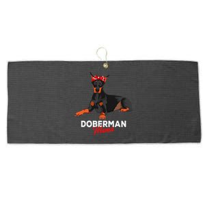 Doberman Mama Dobie Dog funny pet lovers Large Microfiber Waffle Golf Towel