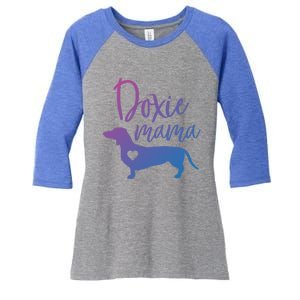 Doxie Mama Dachshund Mama Funny Dog Mom Wiener Dog Doxie Mom Cute Gift Women's Tri-Blend 3/4-Sleeve Raglan Shirt