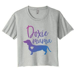 Doxie Mama Dachshund Mama Funny Dog Mom Wiener Dog Doxie Mom Cute Gift Women's Crop Top Tee