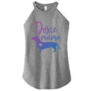 Doxie Mama Dachshund Mama Funny Dog Mom Wiener Dog Doxie Mom Cute Gift Women's Perfect Tri Rocker Tank