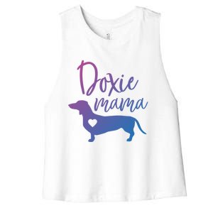 Doxie Mama Dachshund Mama Funny Dog Mom Wiener Dog Doxie Mom Cute Gift Women's Racerback Cropped Tank