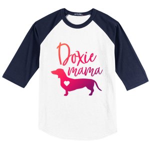 Doxie Mama Dachshund Mama Funny Dog Mom Wiener Dog Doxie Mom Cute Gift Baseball Sleeve Shirt