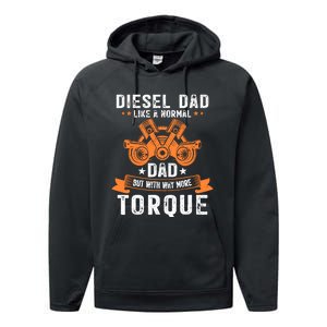 Diesel Mechanic Dad Automobile Fathers Day Funny Gift Performance Fleece Hoodie