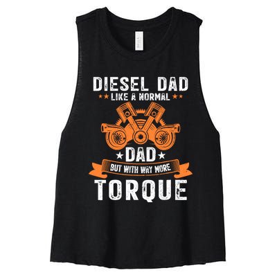 Diesel Mechanic Dad Automobile Fathers Day Funny Gift Women's Racerback Cropped Tank