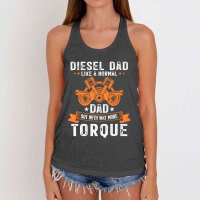 Diesel Mechanic Dad Automobile Fathers Day Funny Gift Women's Knotted Racerback Tank