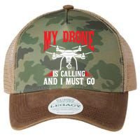 Drones My Drone Is Calling And I Must Go Drone Pilot Funny Gift Legacy Tie Dye Trucker Hat
