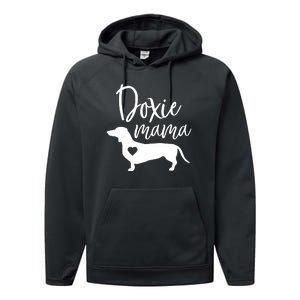 Doxie Mama Dachshund Mom Funny Wiener Dog Gift Performance Fleece Hoodie