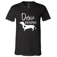 Doxie Mama Dachshund Mom Funny Wiener Dog Gift V-Neck T-Shirt