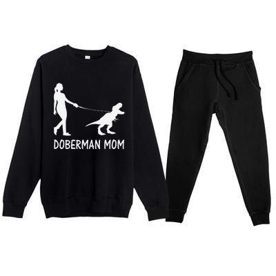 Doberman Mom Dobe Dobie Doberman funny pet lovers Premium Crewneck Sweatsuit Set