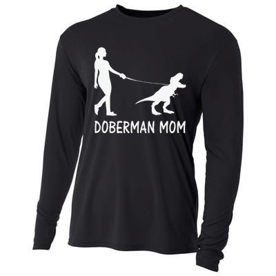 Doberman Mom Dobe Dobie Doberman funny pet lovers Cooling Performance Long Sleeve Crew