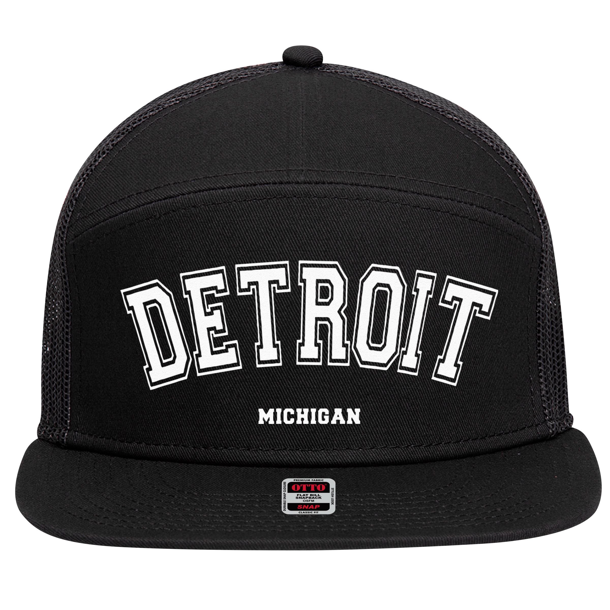 Detroit Michigan 7 Panel Mesh Trucker Snapback Hat