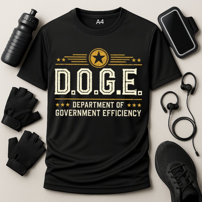 Doge Meme D.O.G.E. Department Of Government Efficiency Cooling Performance Crew T-Shirt