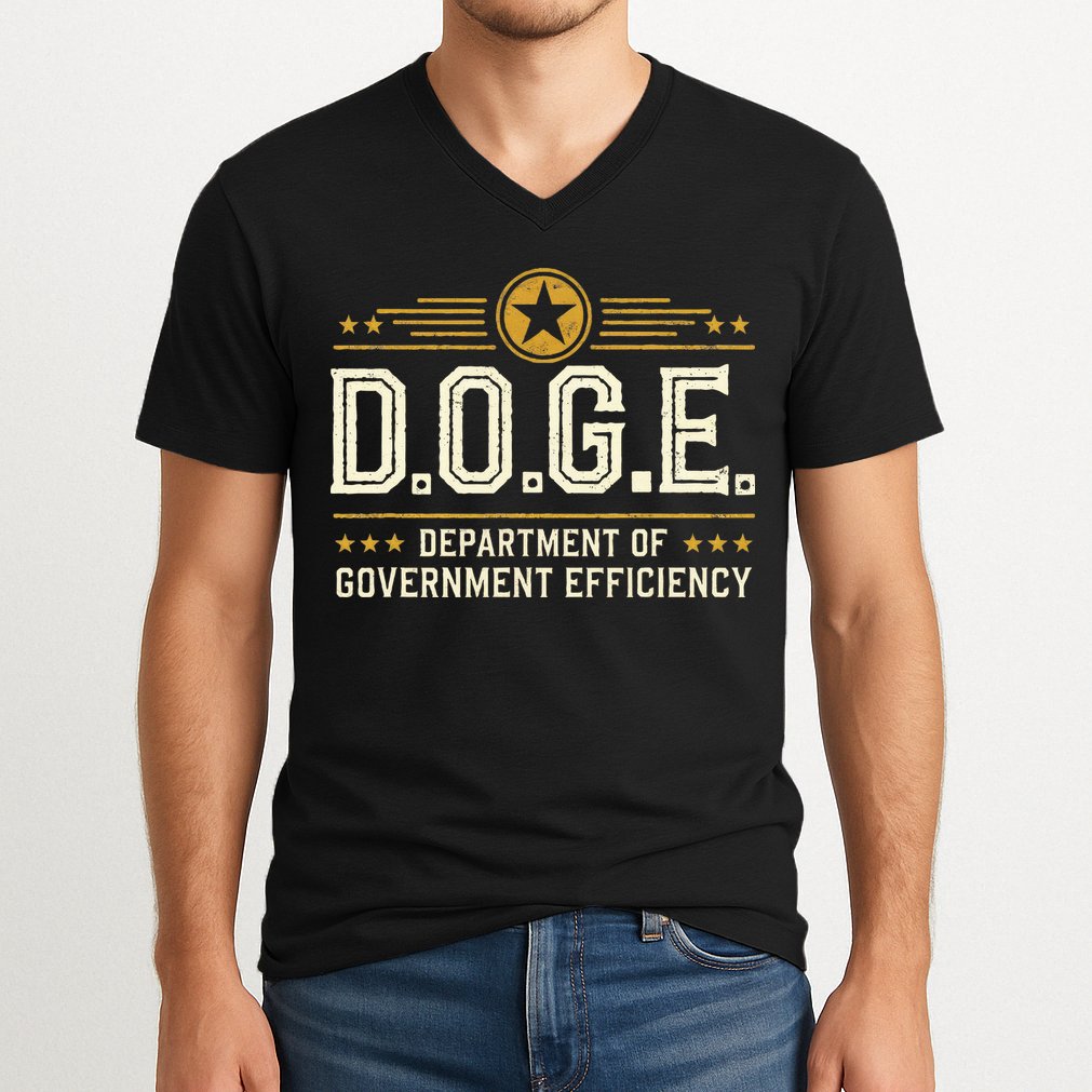 Doge Meme D.O.G.E. Department Of Government Efficiency V-Neck T-Shirt