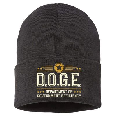 Doge Meme D.O.G.E. Department Of Government Efficiency Sustainable Knit Beanie