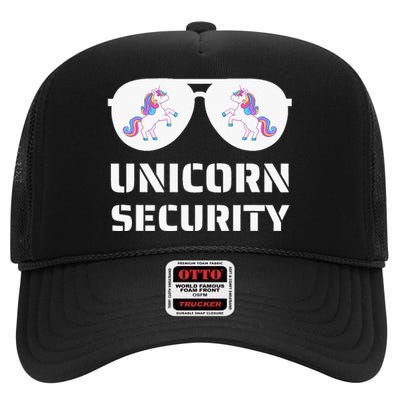 Dad Mom Daughter Adult Costume Unicorn Security High Crown Mesh Back Trucker Hat