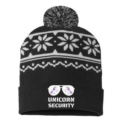 Dad Mom Daughter Adult Costume Unicorn Security USA-Made Snowflake Beanie