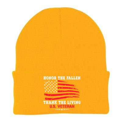 Distressed Memorial Day Honor The Fallen Thank The Living Gift Knit Cap Winter Beanie