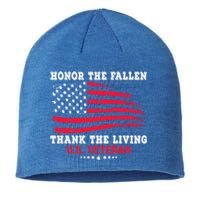 Distressed Memorial Day Honor The Fallen Thank The Living Gift Sustainable Beanie