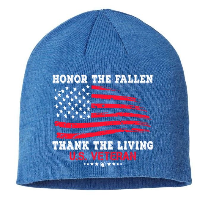 Distressed Memorial Day Honor The Fallen Thank The Living Gift Sustainable Beanie