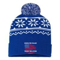 Distressed Memorial Day Honor The Fallen Thank The Living Gift USA-Made Snowflake Beanie