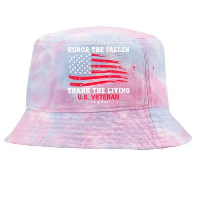 Distressed Memorial Day Honor The Fallen Thank The Living Gift Tie-Dyed Bucket Hat