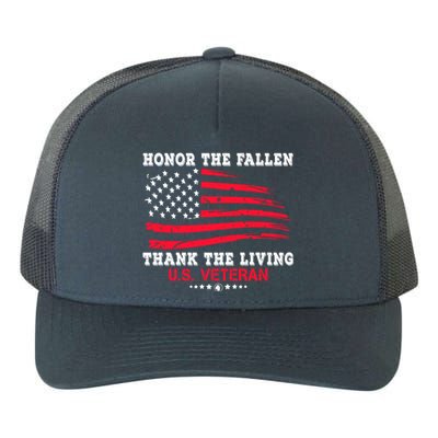 Distressed Memorial Day Honor The Fallen Thank The Living Gift Yupoong Adult 5-Panel Trucker Hat