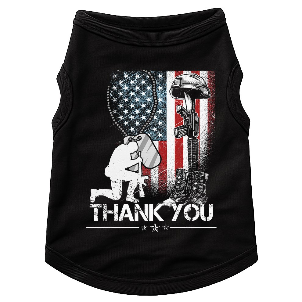 Distressed Memorial Day Flag Military Boots Dog Tags Doggie Tank