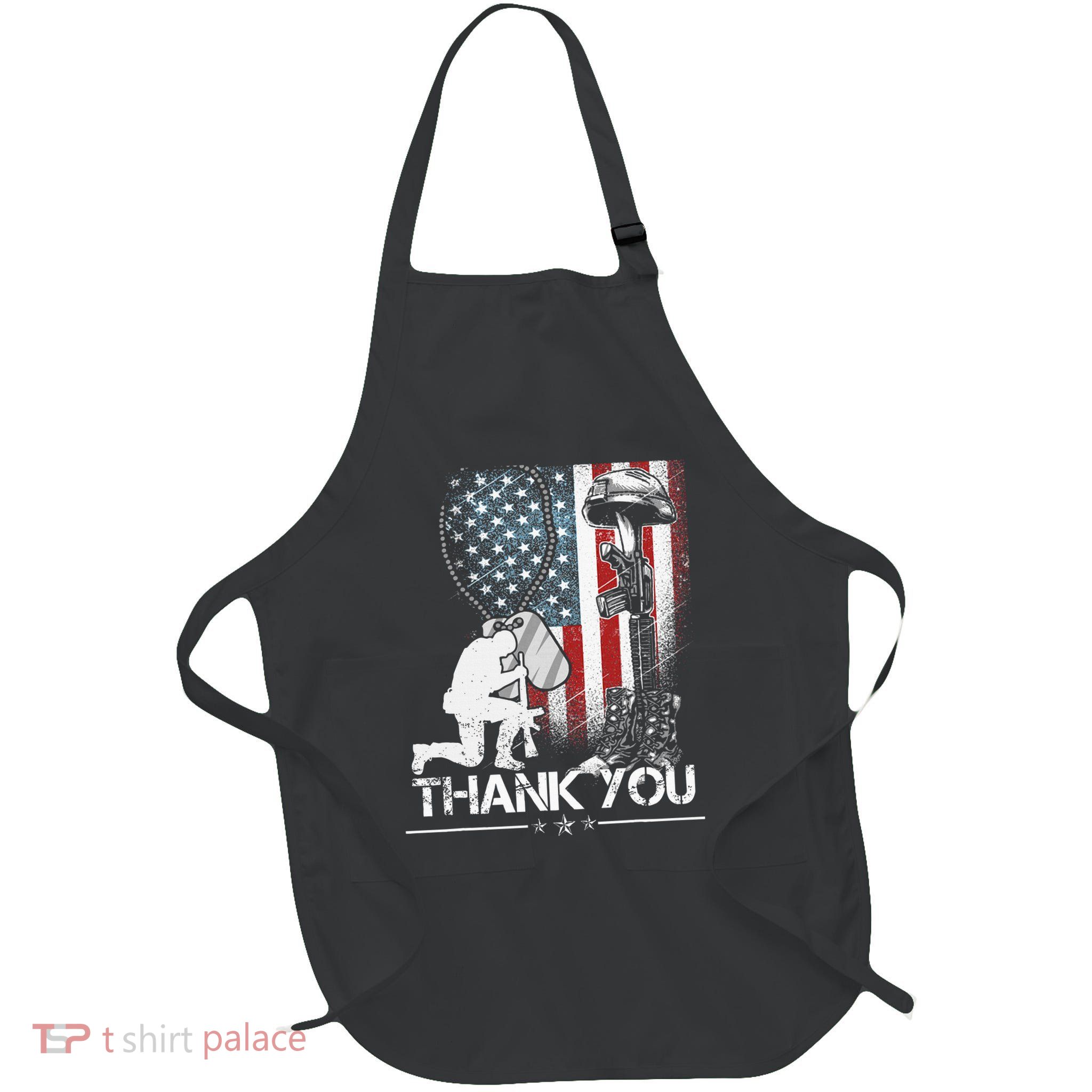 Distressed Memorial Day Flag Military Boots Dog Tags Apron