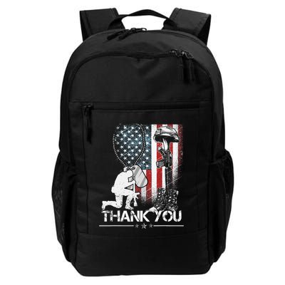 Distressed Memorial Day Flag Military Boots Dog Tags Backpack