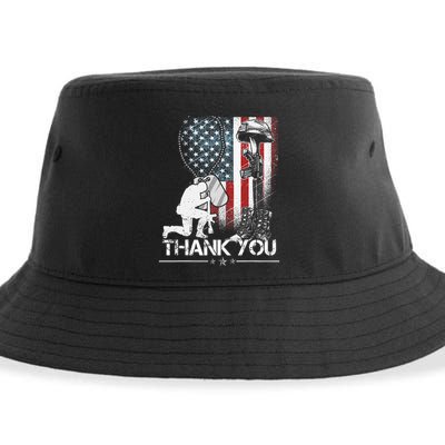 Distressed Memorial Day Flag Military Boots Dog Tags Sustainable Bucket Hat