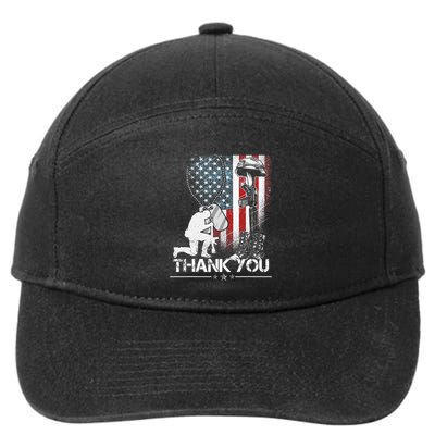 Distressed Memorial Day Flag Military Boots Dog Tags 7-Panel Snapback Hat