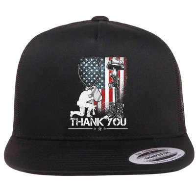 Distressed Memorial Day Flag Military Boots Dog Tags Flatbill Hat