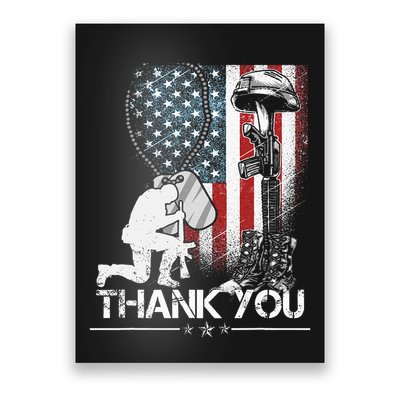 Distressed Memorial Day Flag Military Boots Dog Tags Poster