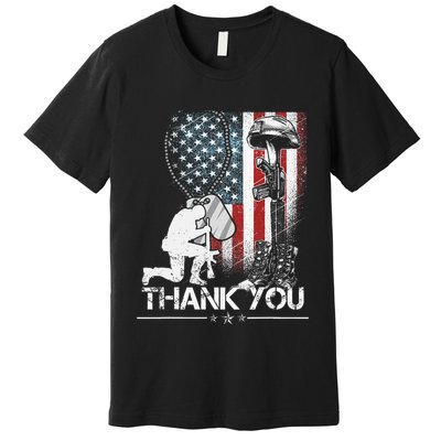 Distressed Memorial Day Flag Military Boots Dog Tags Premium T-Shirt