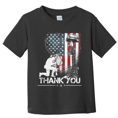 Distressed Memorial Day Flag Military Boots Dog Tags Toddler T-Shirt