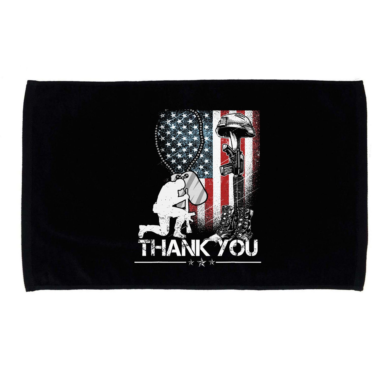 Distressed Memorial Day Flag Military Boots Dog Tags Microfiber Hand Towel