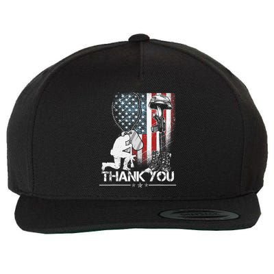 Distressed Memorial Day Flag Military Boots Dog Tags Wool Snapback Cap