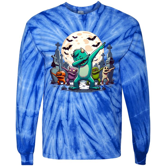 Dabbing Monsters Dance Halloween Gift Tie-Dye Long Sleeve Shirt