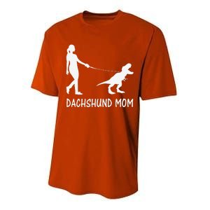 Dachshund Mom Doxie Mama Dog Dinosaur Funny Mothers Day Performance Sprint T-Shirt